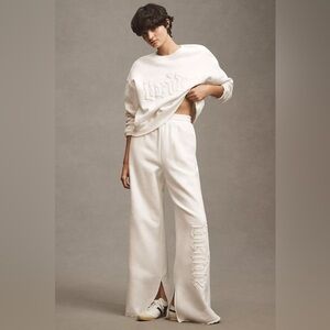 Anthropologie- bridemerch Wide-Leg Slit Sweatpants & Crop Crew-Neck Sweatshirt